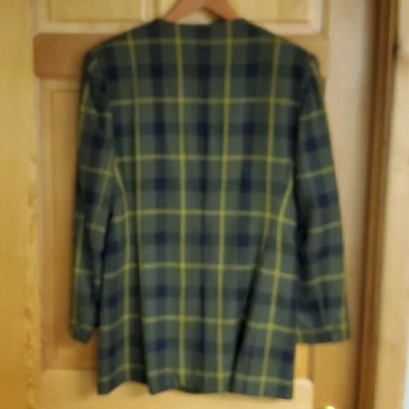 Jones New York 100% Wool Sz. 10‎ Army Green & Gold Buttoned Lined Blazer - Picture 5 of 12